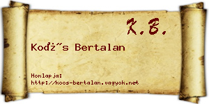 Koós Bertalan névjegykártya